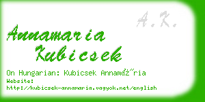 annamaria kubicsek business card